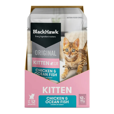 Black Hawk Original Chicken and Ocean Fish in Gravy Kitten 12 x 85g