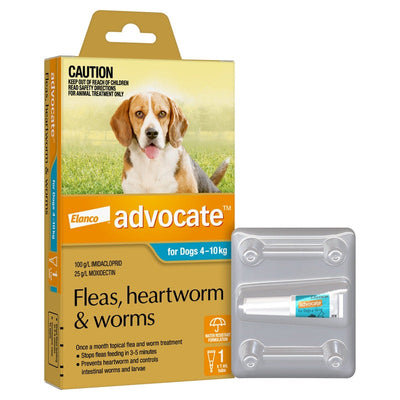 Advocate Flea Heartworm And Worm Treatment For Dogs 4-10kg Aqua 1 Pack