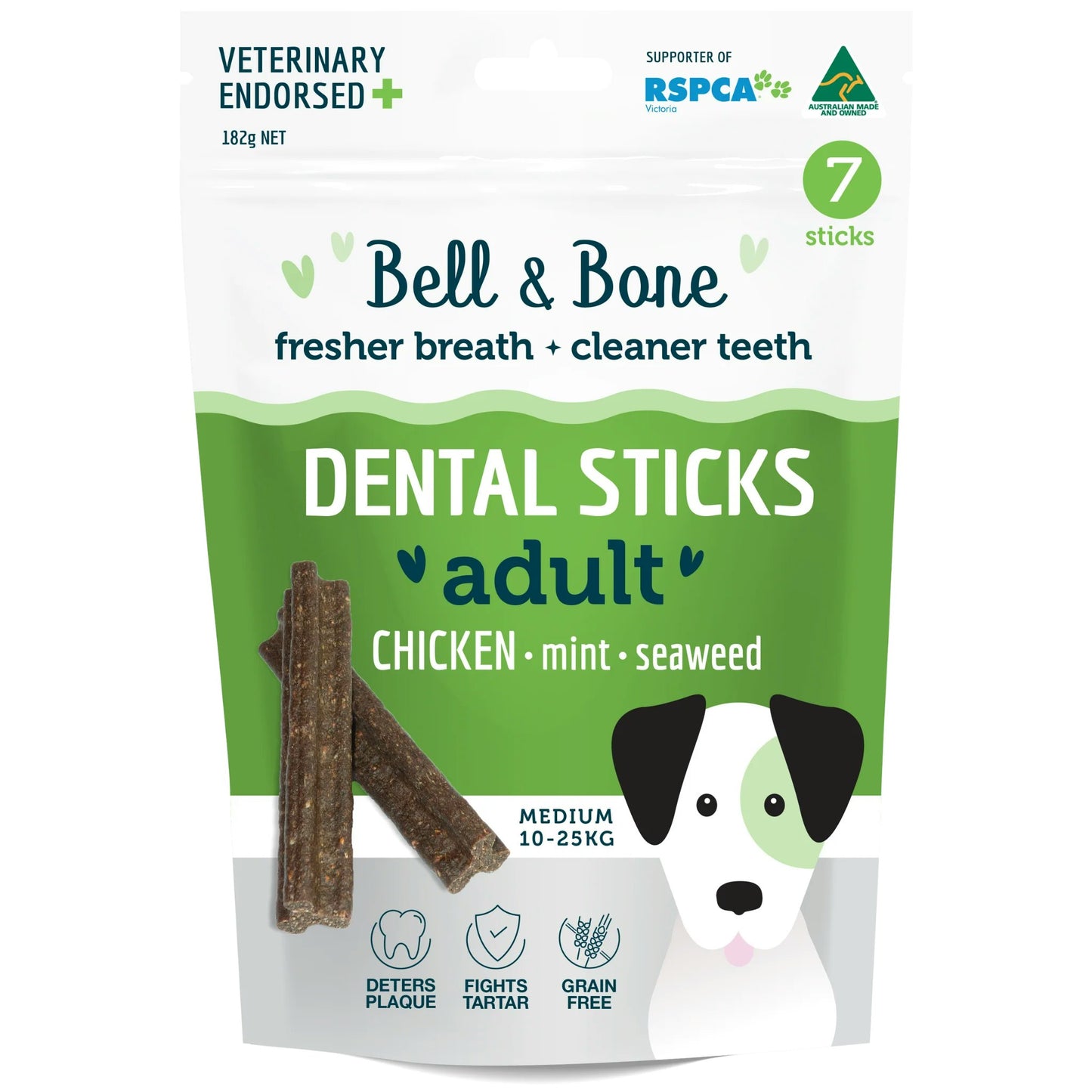 Bell & Bone Dog Dental Sticks Chicken Mint and Seaweed Large Dog 7 Pack