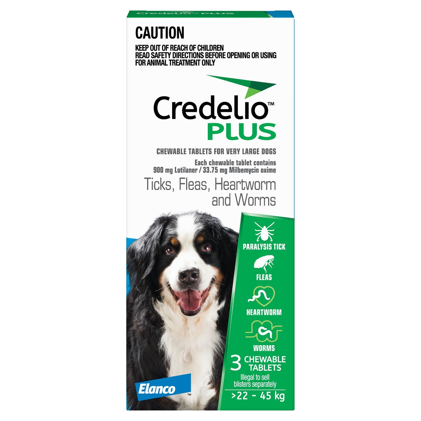 Credelio Plus For XLarge Dogs 22-45kg Blue 3 Pack