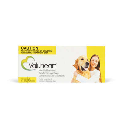 Value Plus Valuheart Heartworm Tablets Dog Large 21-40kg Gold 6 Pack