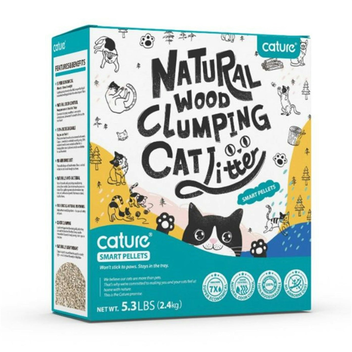 CATURE Wood Clumping Cat Litter Smart Pellets Box 6L/2.4Kg