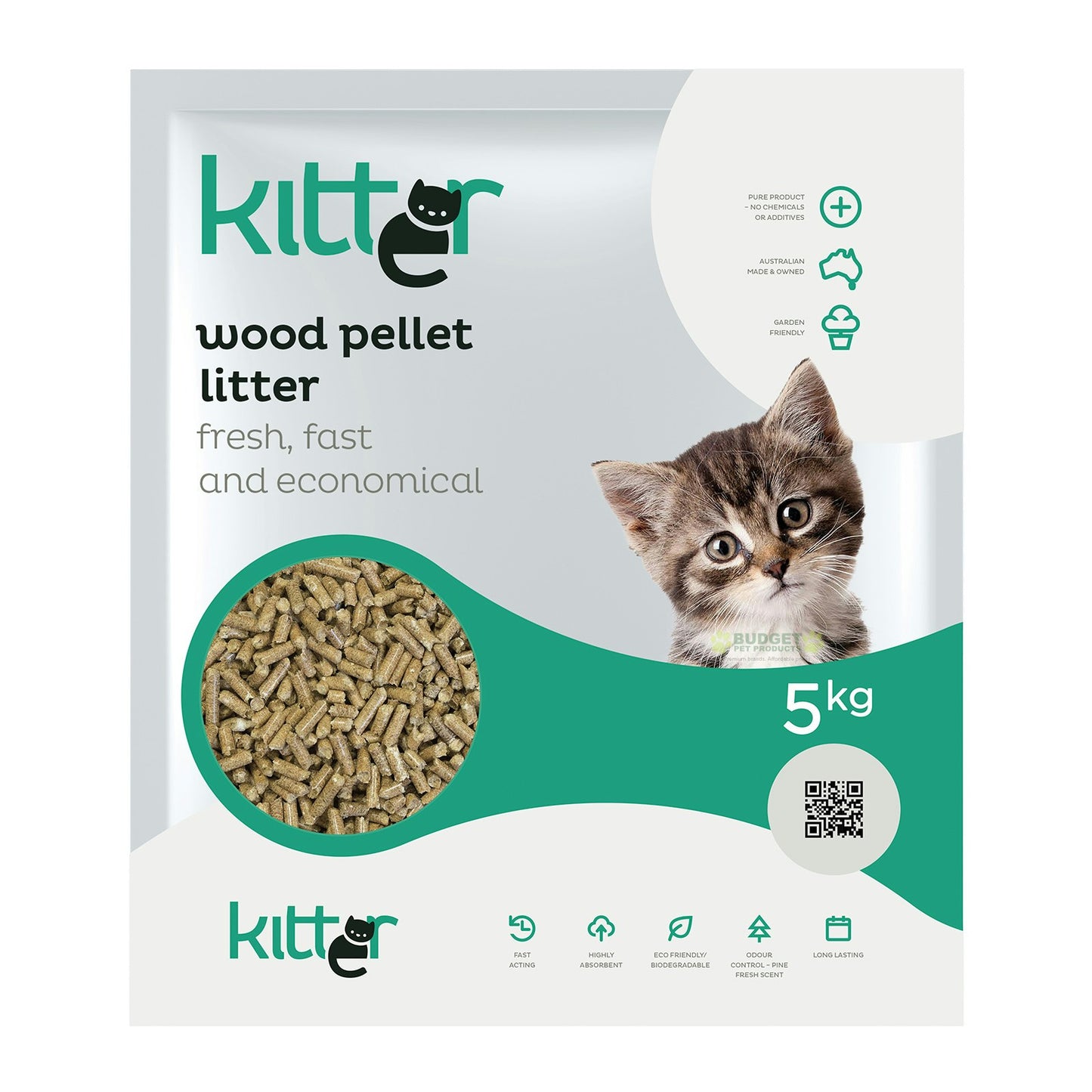 Kitter Wood Pet Cat Natural Litter - 5Kg