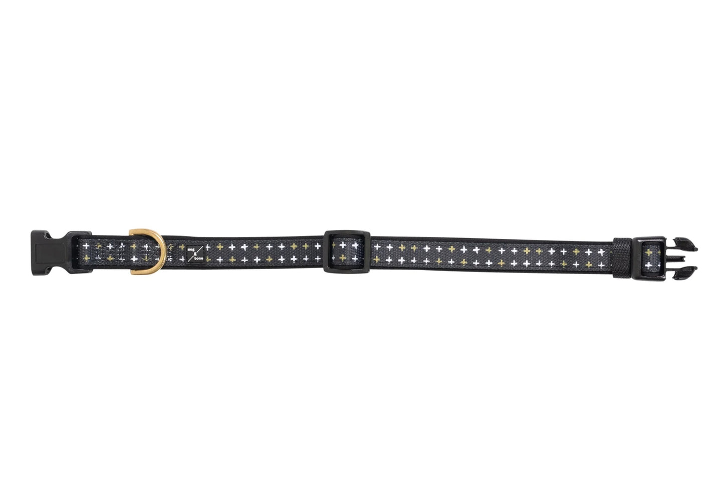 Mog & Bone Neoprene Dog Collar - Black Metallic Cross Print Small