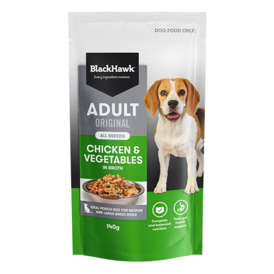 Black Hawk Original Adult Chicken & Veg Wet Dog Food Pouches 140g x 10pk