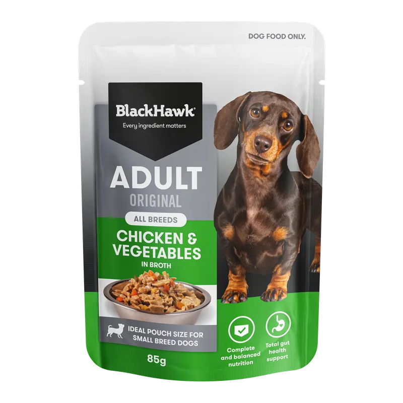 Black Hawk Original Adult Chicken & Veg Wet Dog Food Pouches 85g x 12pk