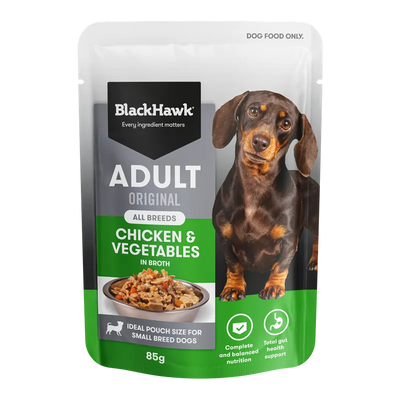 Black Hawk Original Adult Chicken & Veg Wet Dog Food Pouches 85g x 12pk