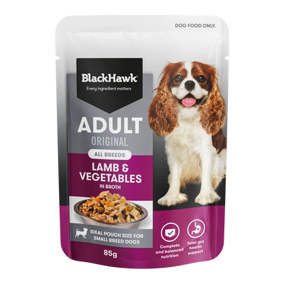 Black Hawk Original Adult Lamb & Veg Wet Dog Food Pouches 85g x 12pk