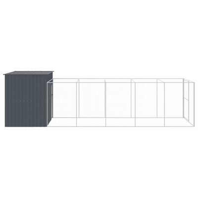 Andala Pets Dog House with Roof Dark Grey 117x405x123 cm Galvanised Steel