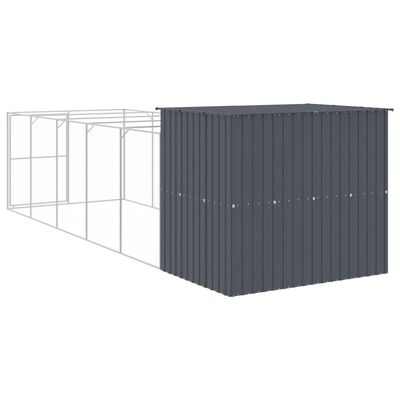 Andala Pets Dog House with Run Dark Grey 214x661x181 cm Galvanised Steel