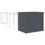 Andala Pets Dog House with Run Dark Grey 110x609x110 cm Galvanised Steel