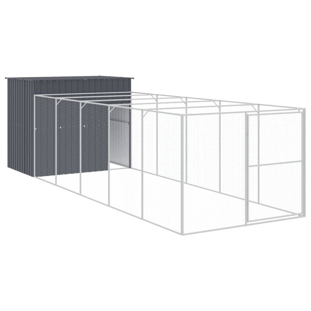 Andala Pets Dog House with Roof Dark Grey 117x405x123 cm Galvanised Steel