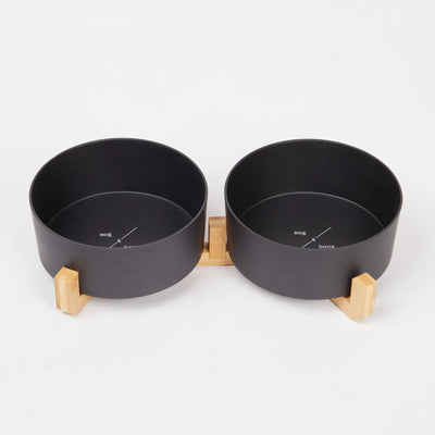 Mog & Bone Double Bamboo Dog Bowl Black 1.8L