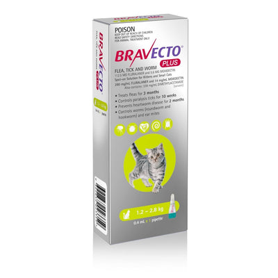 Bravecto Plus For Small Cats 1.2 - 2.8 Kg (Green)