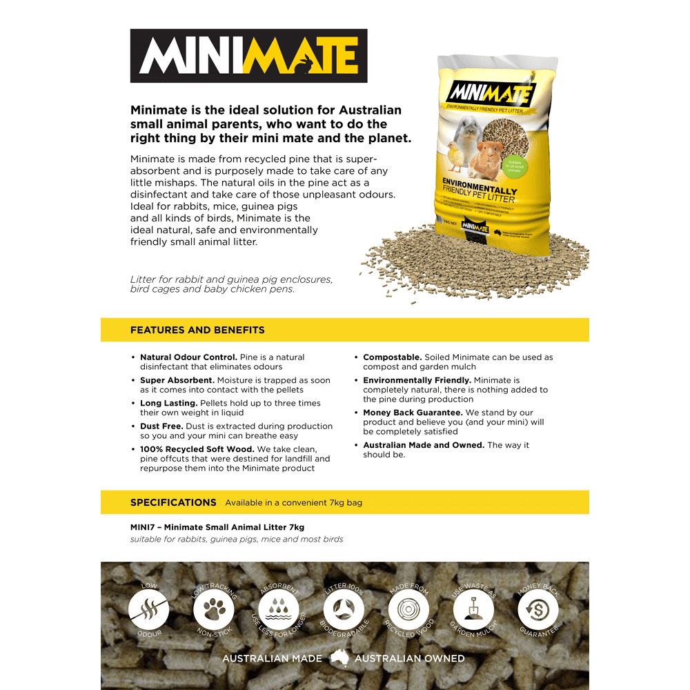 Minimate Wood Pellet Small Animal Litter 7kg