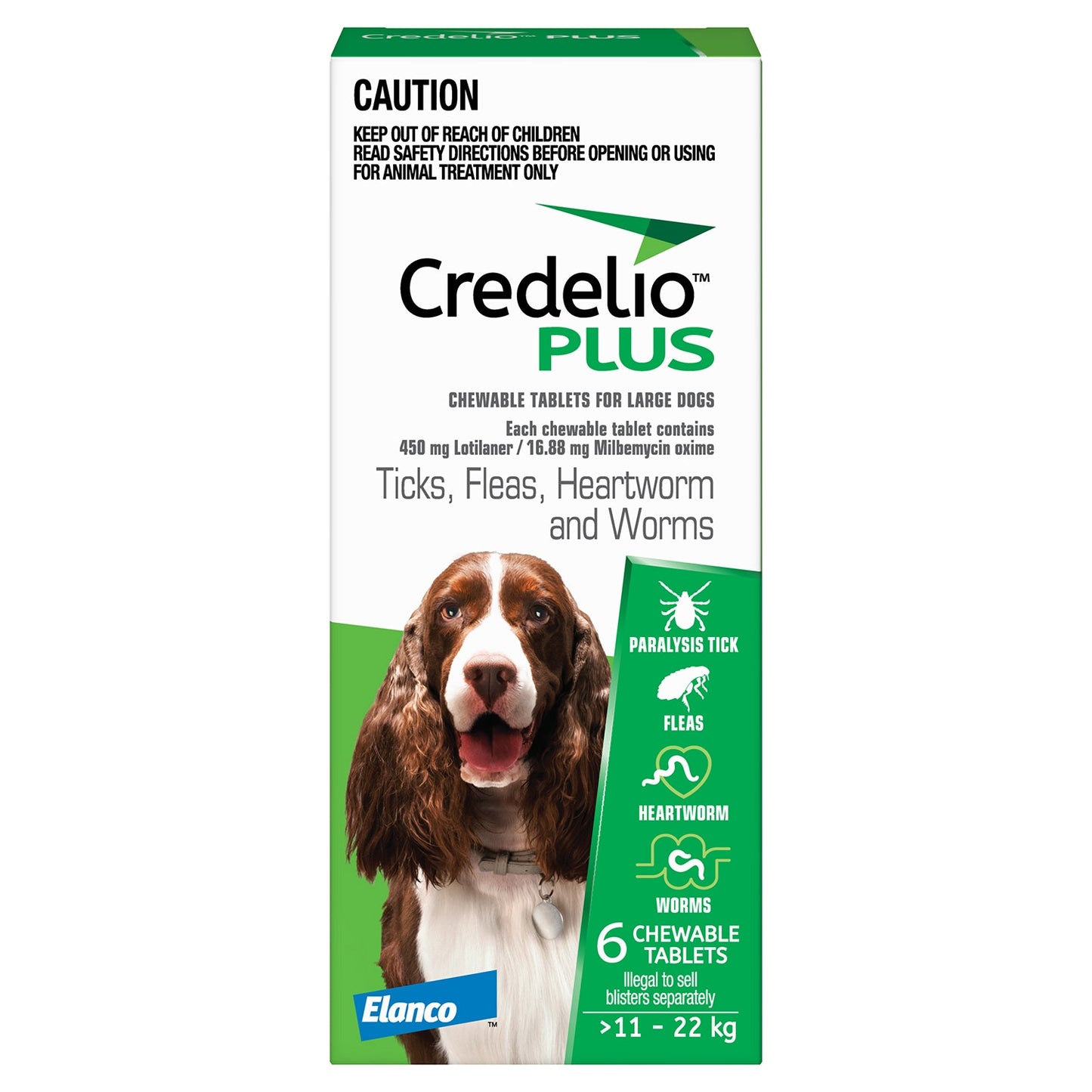 Credelio Plus For Large Dogs 11-22kg Green 6 Pack