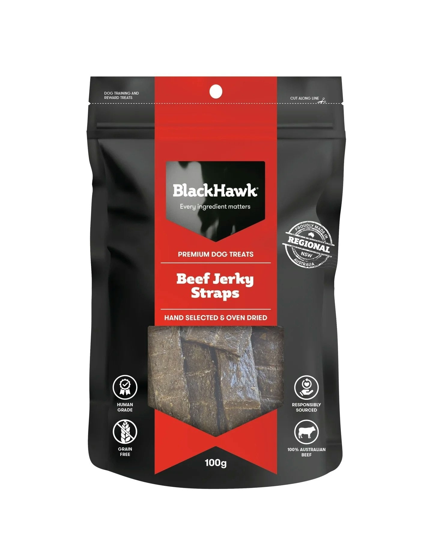 Black Hawk Beef Jerky Strap Treats For Dogs