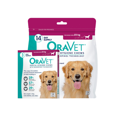 Oravet Plaque & Tartar Control Chews for Large Dogs over 23kg 14 Pack Red