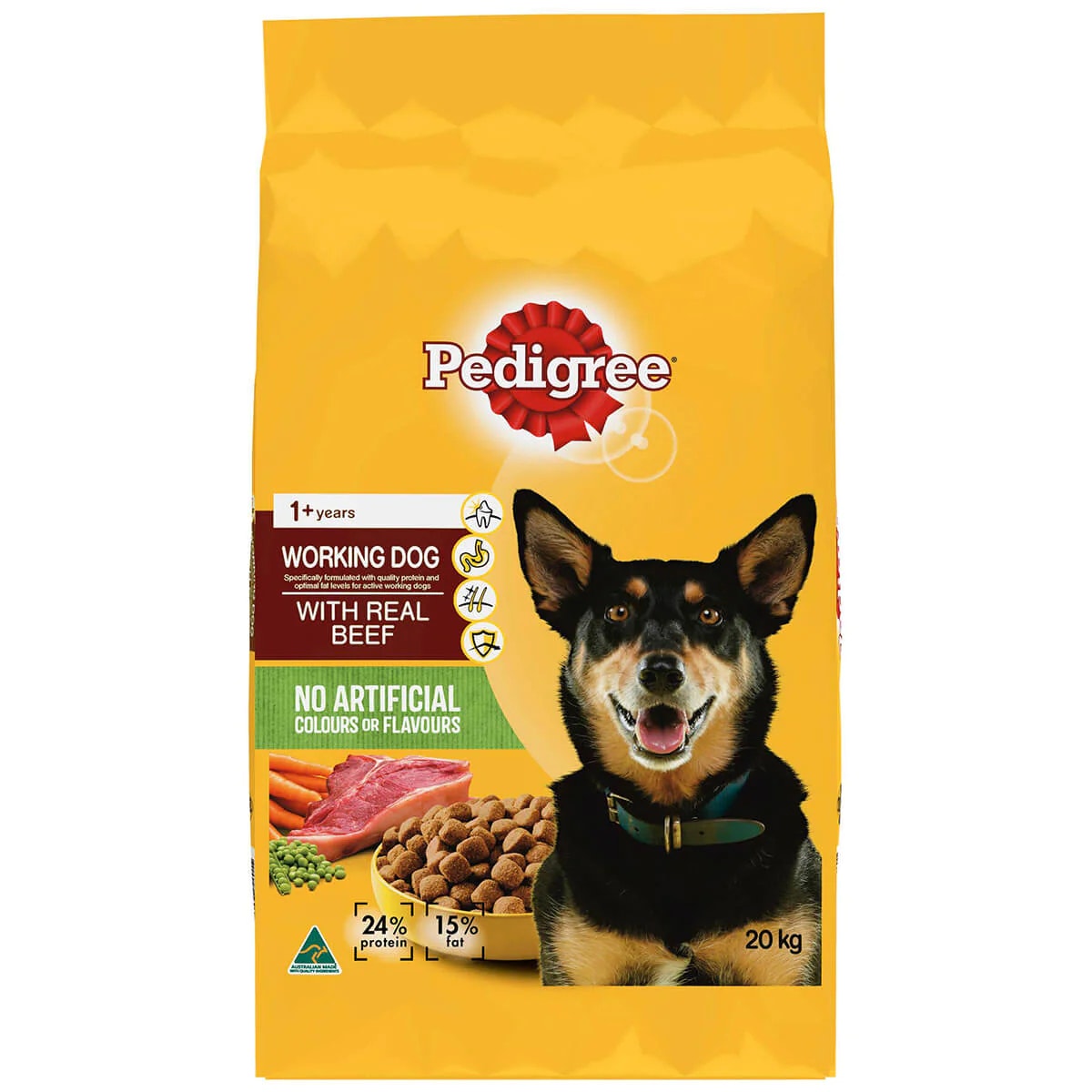 Pedigree Working Dog Real Beef Dry Dog Food Bulk 20kg