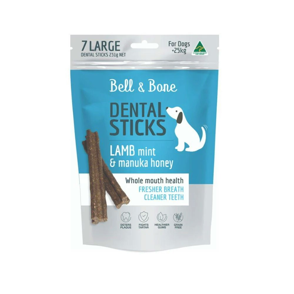 Bell & Bone Lamb, Mint & Manuka Honey Large Dental Sticks Dog Treats 7 Pack