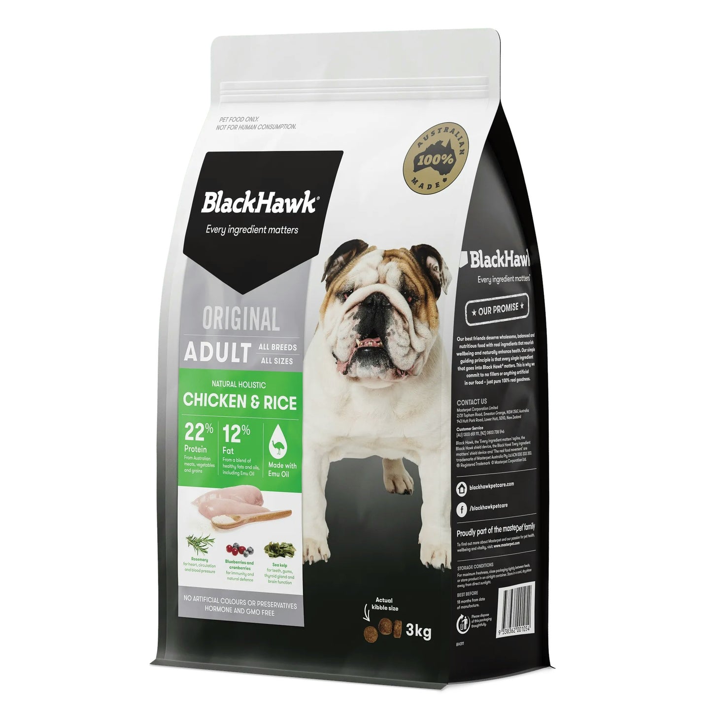 Black Hawk Chicken And Rice Adult Dry Dog Food 3kg