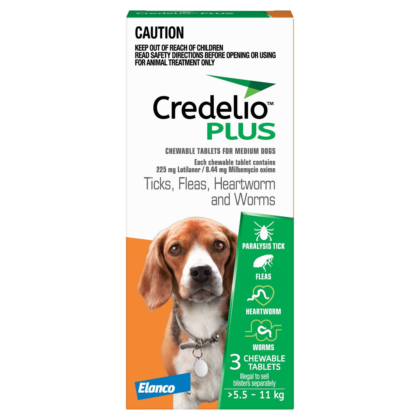 Credelio Plus For Medium Dogs 5.5-11kg Orange 3 Pack