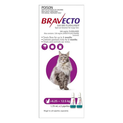 Bravecto Spot On For Large Cats (6.25 - 12.5 Kg) Purple