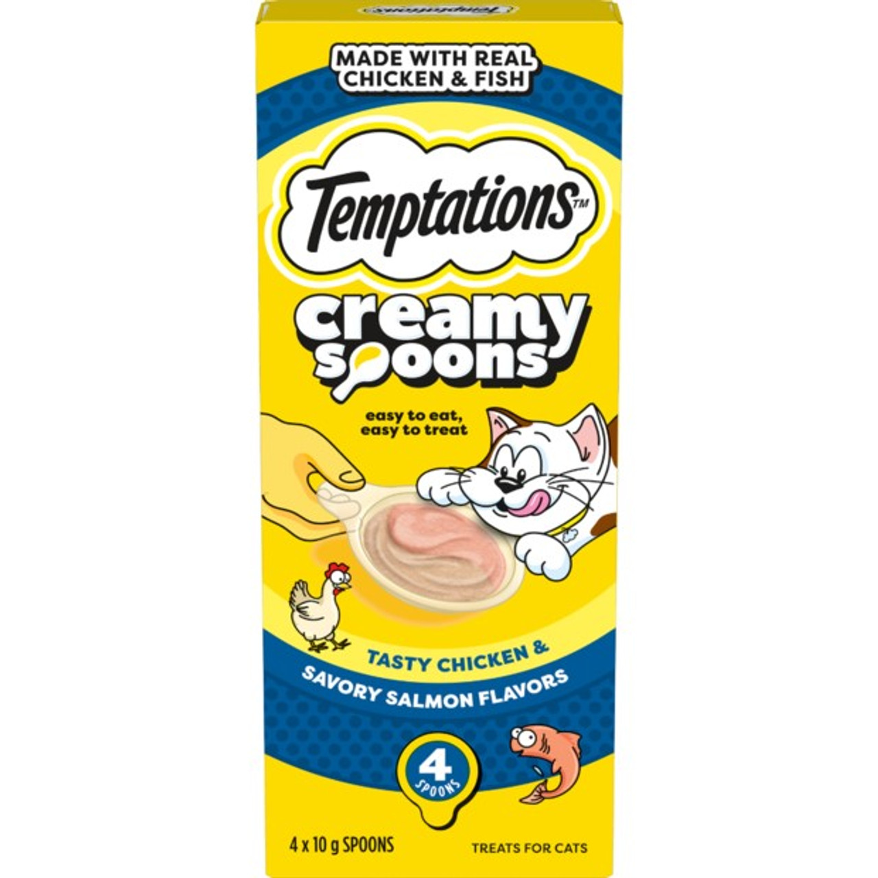 Temptations Creamy Spoons Tasty Chicken And Savoury Salmon Flavour 4 Pack