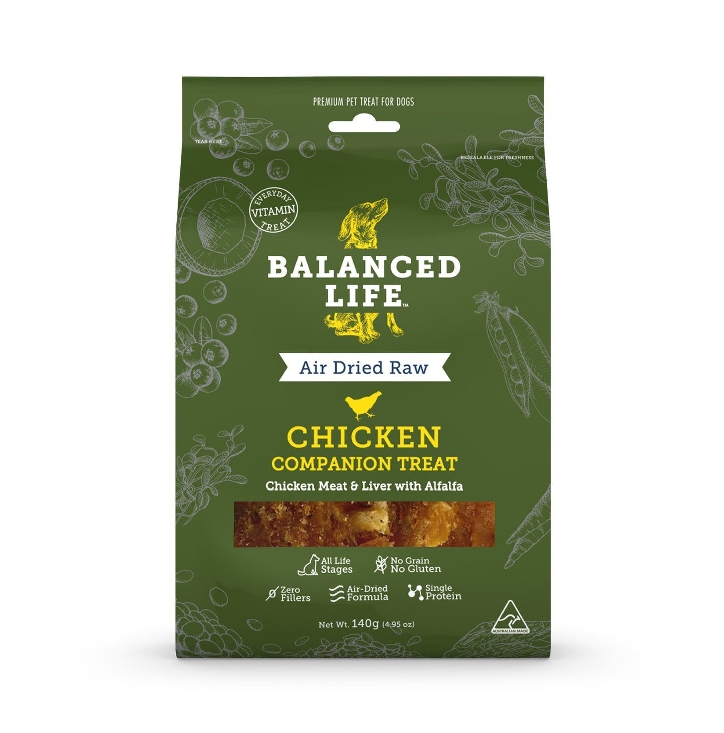 BALANCED LIFE Chicken Companion Air Dried Dog Treats 140g