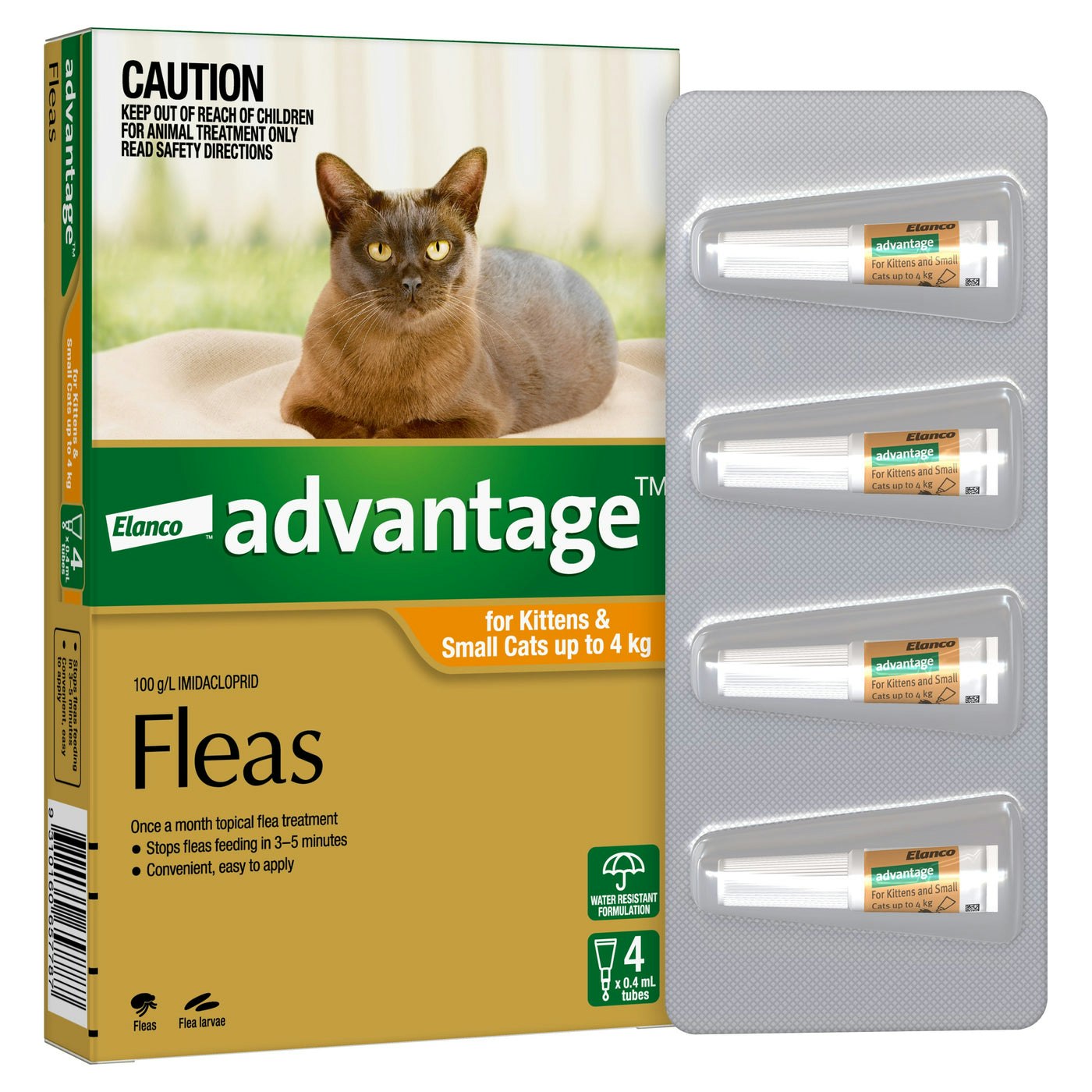 Advantage Flea Treatment For Cats 0-4kg Orange 4 Pack