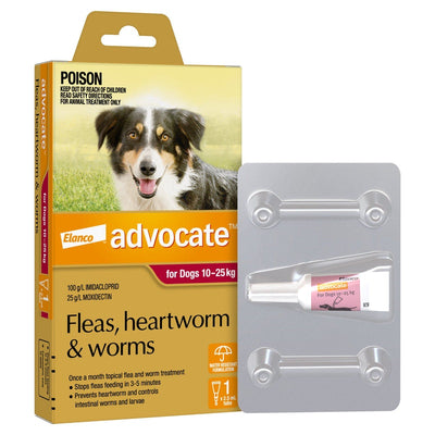 Advocate Flea Heartworm And Worm Treatment For Dogs 10-25kg Red 1 Pack