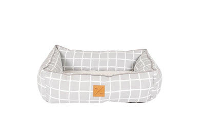 Mog & Bone Bolster Dog Bed Grey Check Print Small