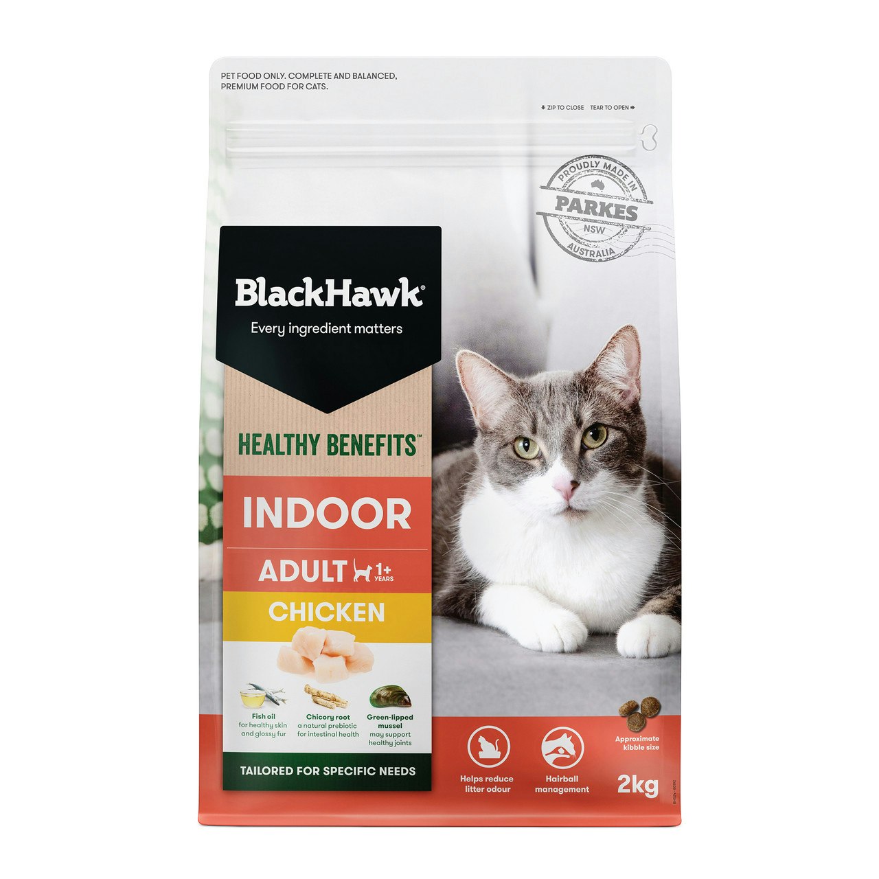 Black Hawk Healthy Benefits Indoor Chicken Dry Cat Food 2kg