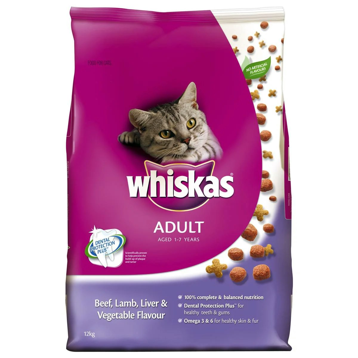 Whiskas Adult 1 Plus Year Beef & Lamb Dry Cat Food 12kg